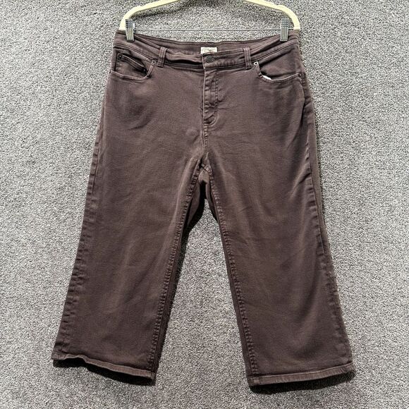 L.L. Bean Denim - LL Bean Crop Jeans 14P Brown Mid‎ Rise Straight Stretch Denim Casual 5 Pocket